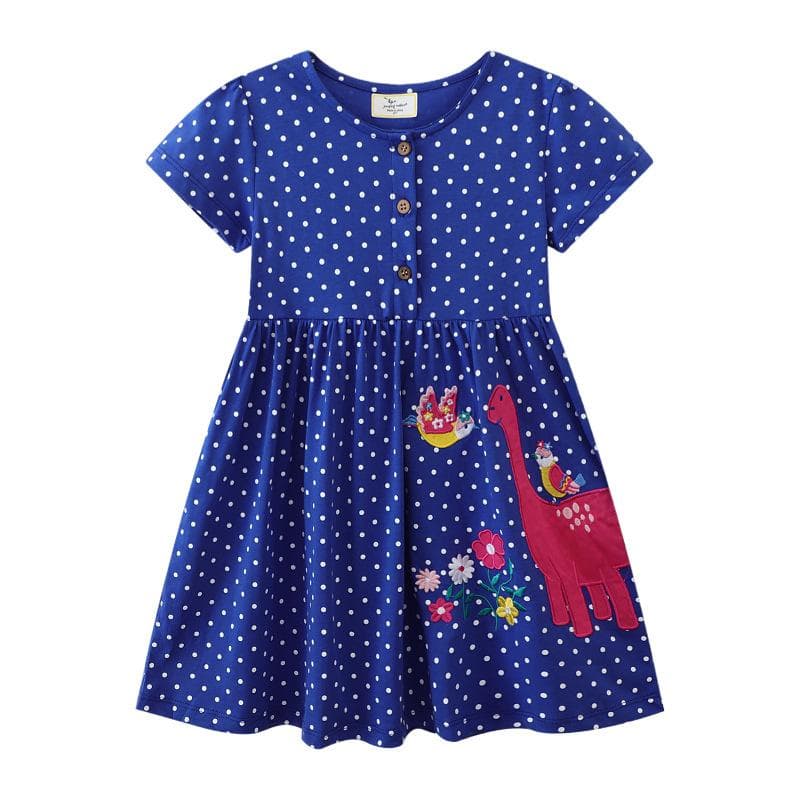 European and American Style New Summer Girls' Dress Short-sleeved Knitted Cotton Cute Embroidered Children's Dress 100CM