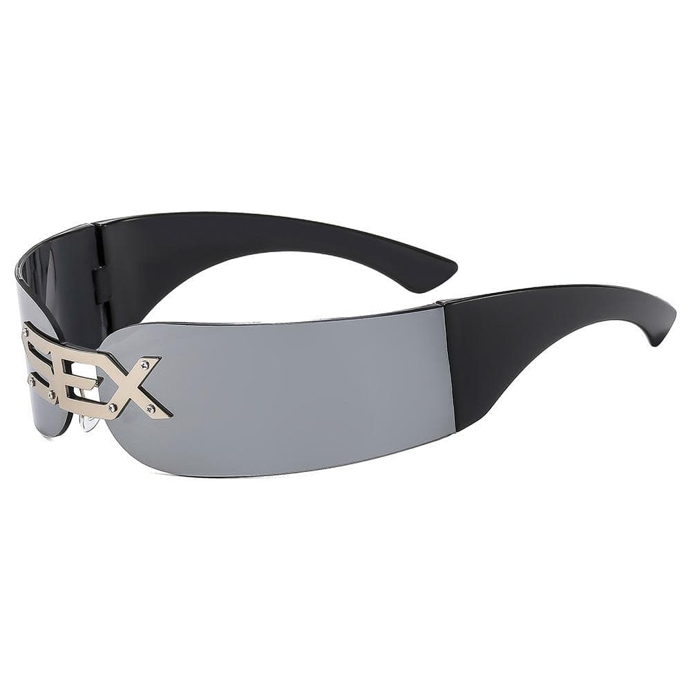 Y2K Punk Rimless One-Piece Mask Sunglasses Women Men 2025 Luxury Brand Small Frame Steampunk Wrap Around Shield Eyewear Shades