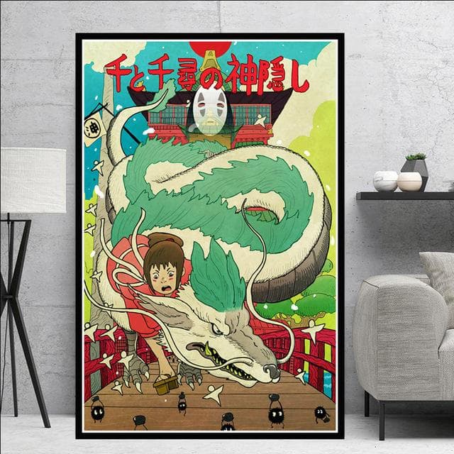 Spirited Away Movie Hayao Miyazaki Japan Anime Canvas Painting Poster Print Wall Art Pictures for Living Room Wall Decor Cuadros A4 21x30cm No Frame