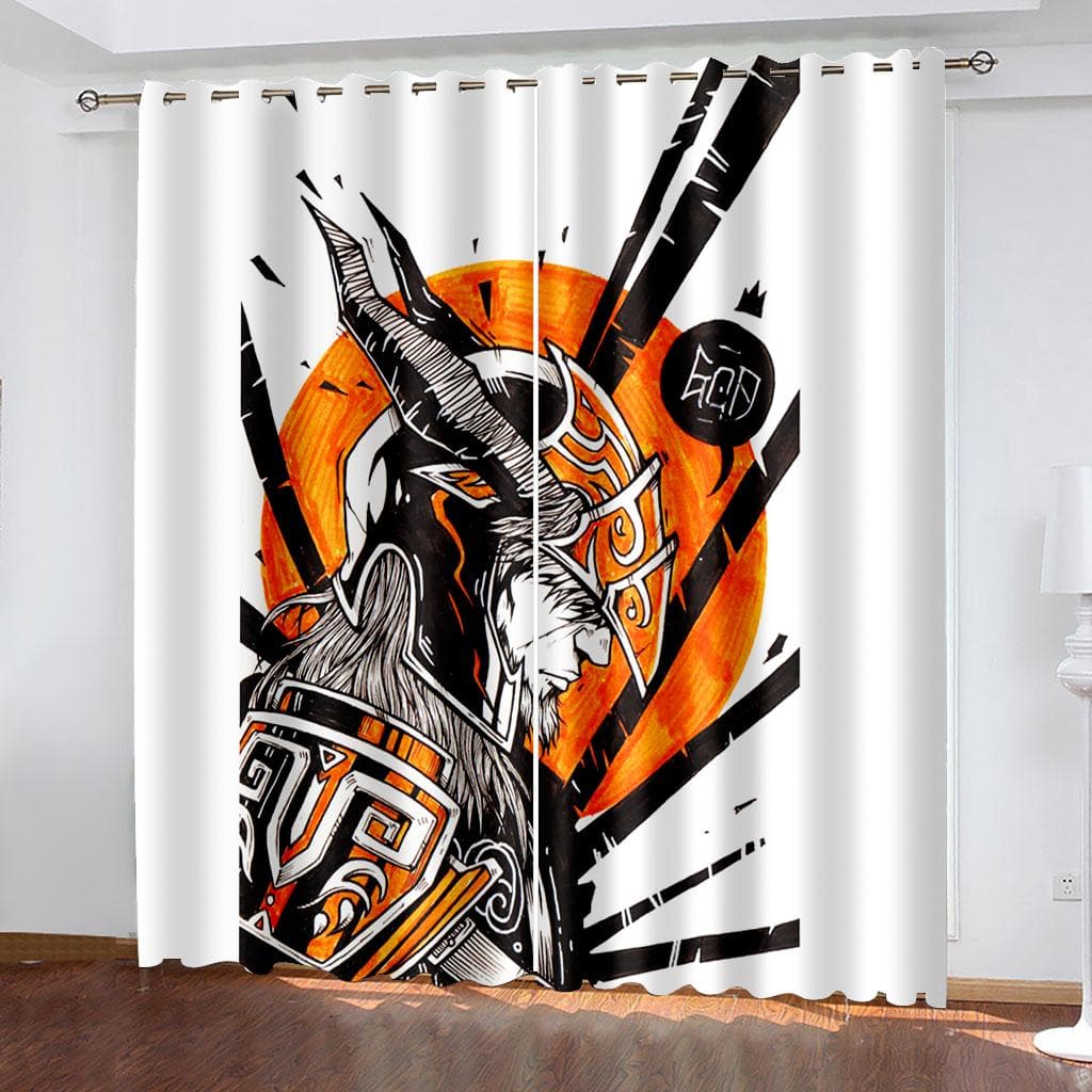 3D Japanese Style Comic Cartoon Curtains for Bedroom Window Curtain Living Room Shading Outdoor Decorative Home Texitle Samurai 100W160H(CM)40x63in&Grommet Top