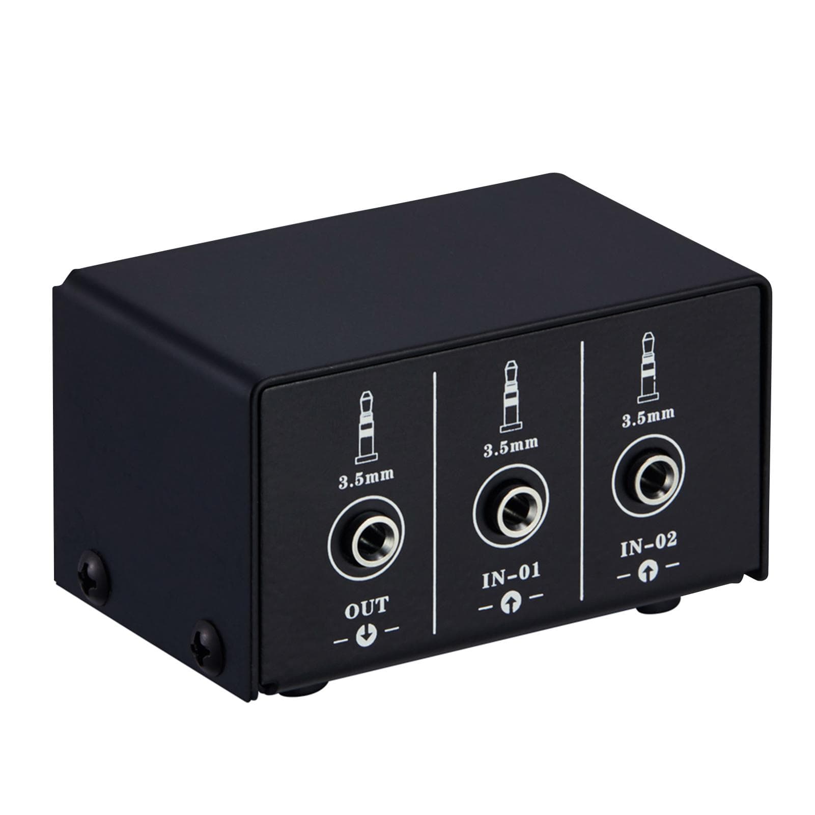 LINEPAUDIO Audio Switcher 3.5mm 2 in 1 Out / 1 in 2 Out A/B Switch Stereo Audio Splitter Box with