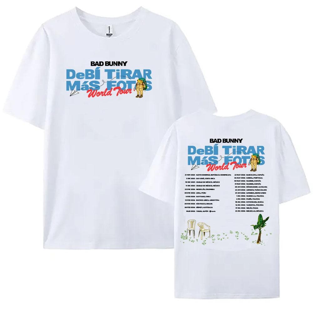 Bad Bunny 2025-2026 World Tour T-shirt Debí Tirar Más Fotos Album NEW Tshirts Short Sleeve Cotton O-neck T Shirt Women Men Clothes M