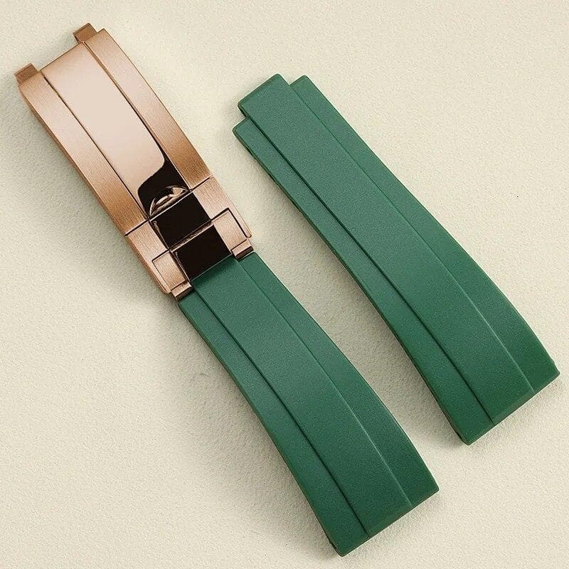 21 20mm Black Blue Brown Blue Rubber Watchband For Rolex Submariner DMT Daytona Strap Tape Delpoyment Clasp With Crown Logo 21  21mm with logo