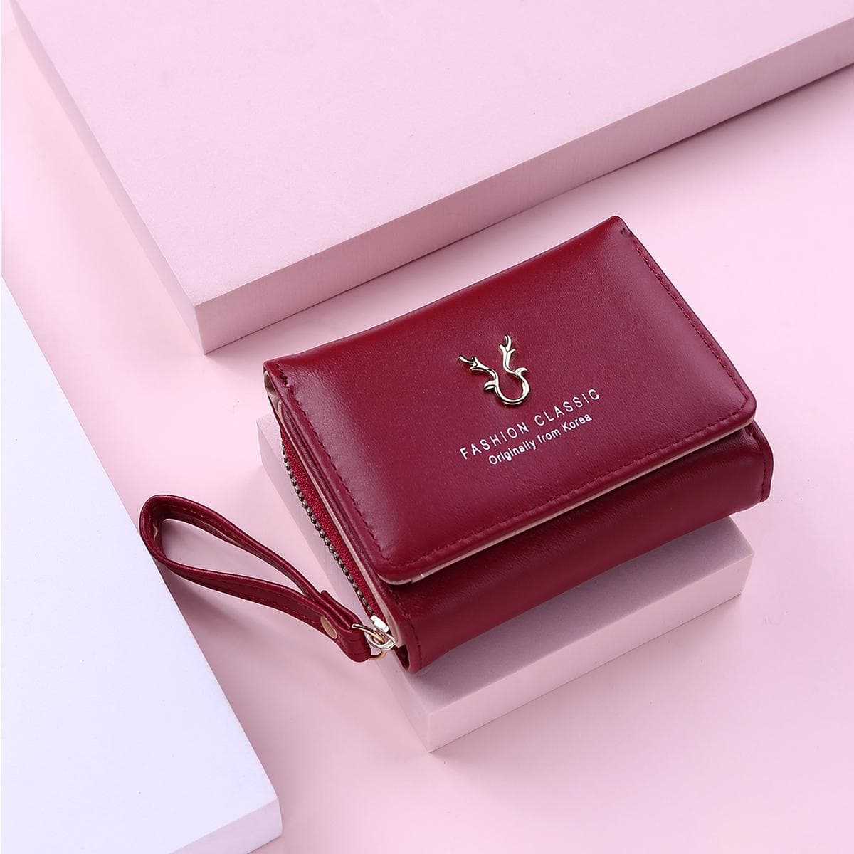 Fashion Women's Wallet Short Women Coin Purse Wallets For Woman Card Holder Small Ladies Wallet Female Hasp Mini Clutch red