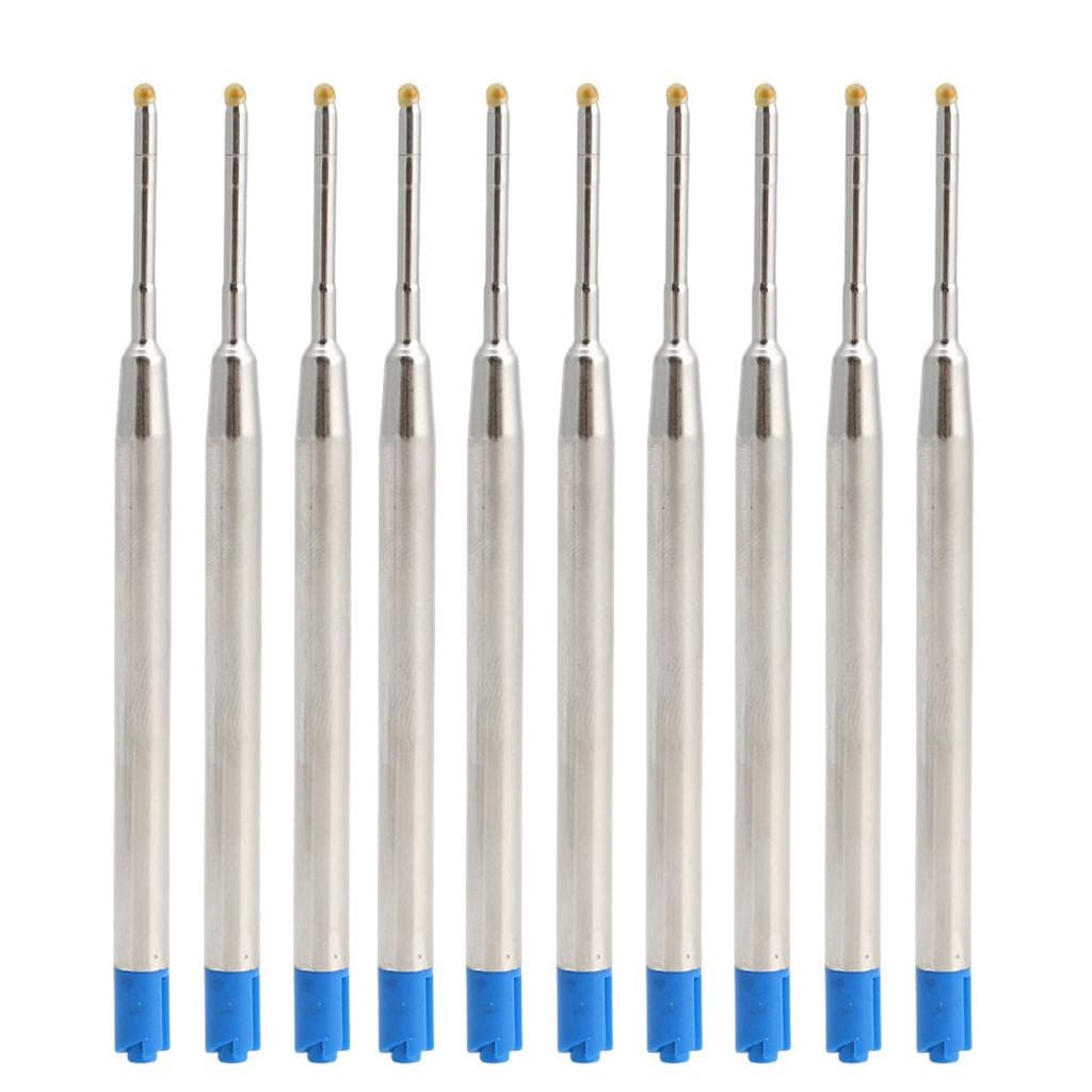 10pcs Black Ink Universal Style Standard 1MM Ball Point Pen Refills Medium blue
