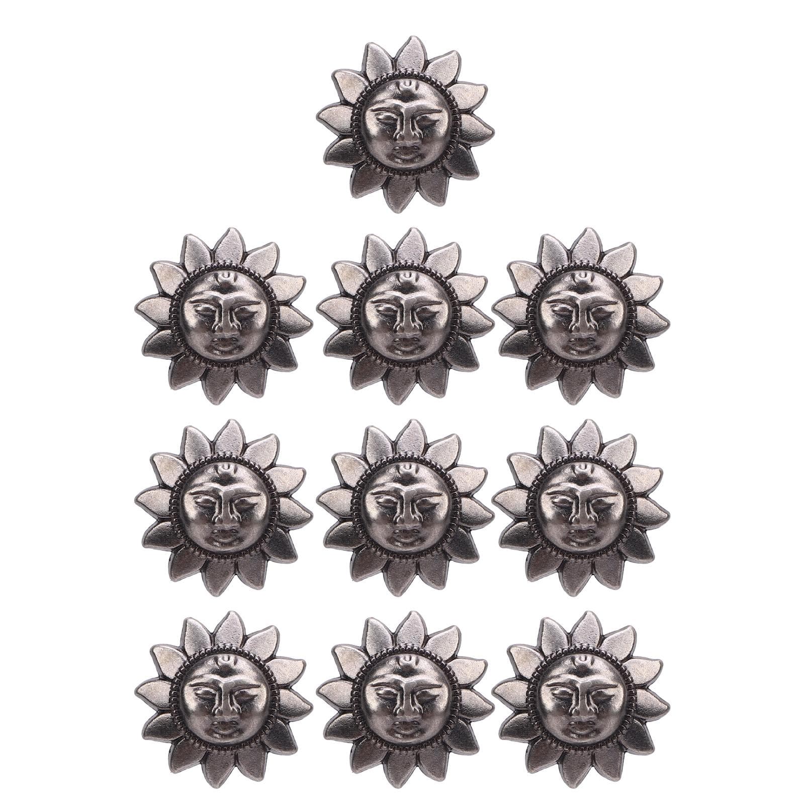 10 Sets Rivets Screws Gunmetal 20mm Sun Face Rivet and 4.5mm Crossed Screw for Leather Collar Belt