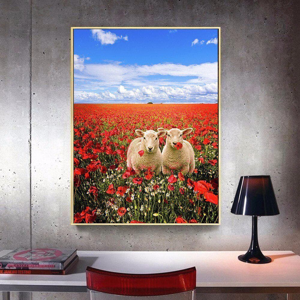 Diamond Mosaic Floral Animal Sheep Rhinestone Picture DIY Diamond Embroidery 5D Diamond Painting 20X30CM