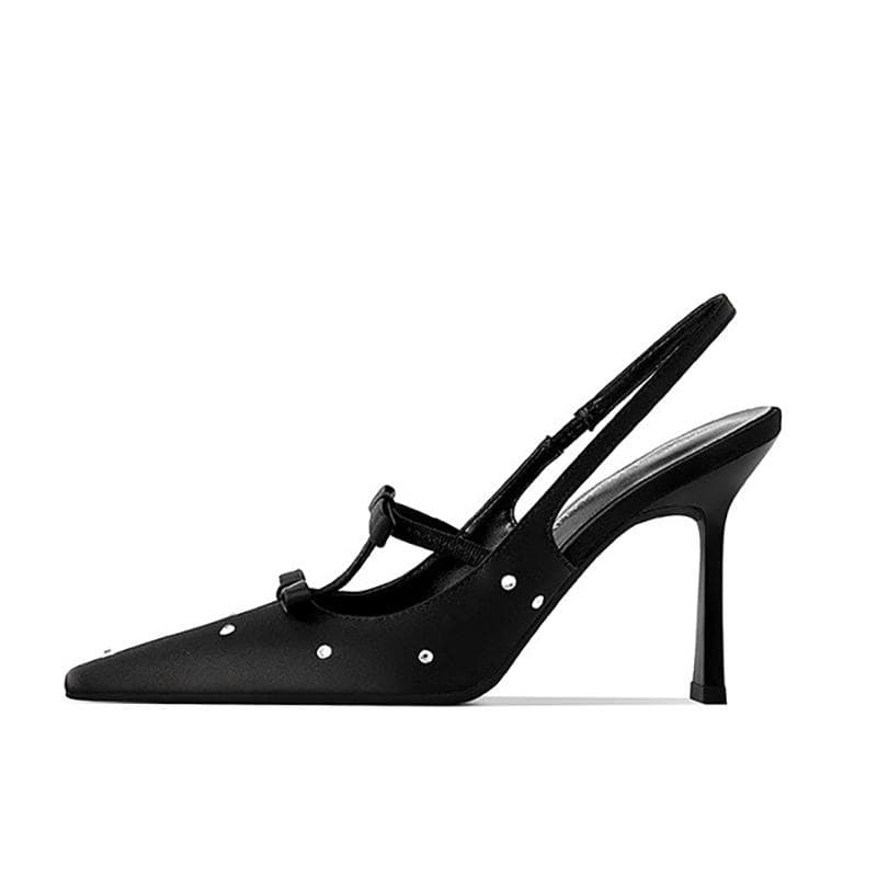 Summers Pointed Toe Crystal Women Sandals Fashion Butterfly-knot Design Style High Heels Banquet Party Sandalias Shoes 40