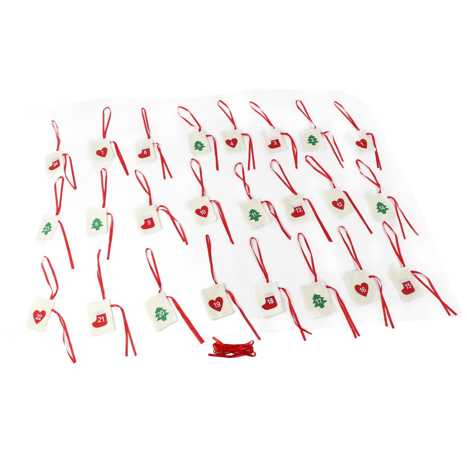 Christmas Advent Calendar Bags Hanging 24 Days Countdown Calendar Pocket for Party Celebration