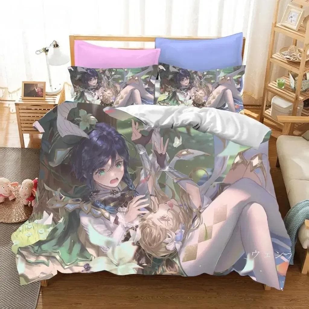 3D Game Genshin Impact Bedding Sets Keqing Xiao Duvet Cover Set Boys Adults Single Full Queen King Size Bed Linen 70x133cm 2pcs