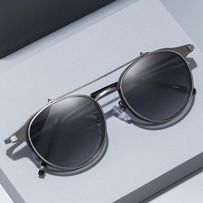 0 -0.5 -0.75 To -6.0 Double Lens Flip Steampunk Round Prescription Sunglasses with Diopters Vintage Hyperopia +0.5 +0.75 To +4.0 -4.5