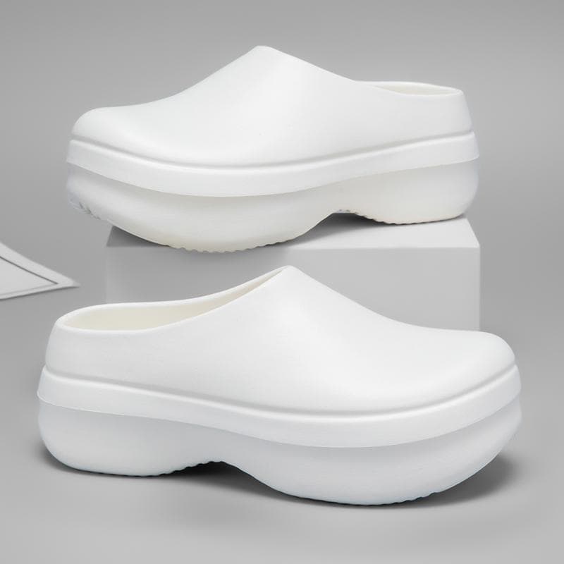 Summer Men Sandals Oilproof Waterproof Chef Shoes Doctor Nurse Shoes Lightweight Garden Sandals Casual Slippers Beach Aqua Shoes 44-45 white