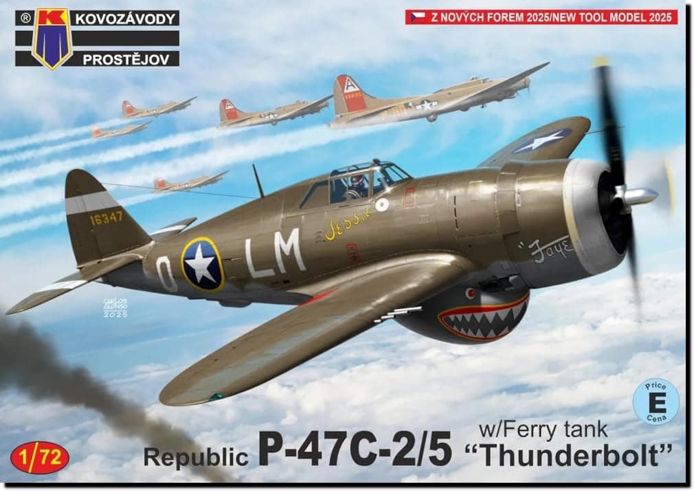 KP Model Scale Thunderbolt with Ferry Tank Plastic Model Kit KPM0515 1/72 P-47C-2/5 (Airplane)