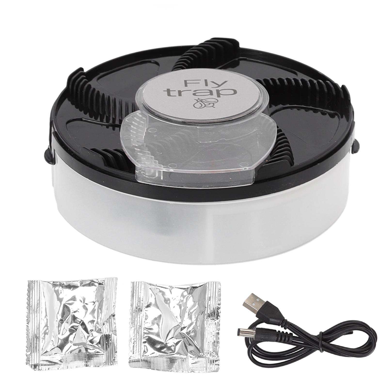 Electric Fly Trap Indoor Home Fly Catcher Automatic Rotating Mosquito Catcher with Trapping Bait black