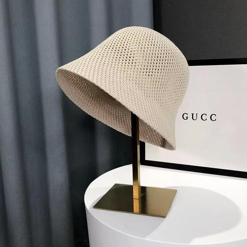Women Bucket Hat Summer Hollow Out Thin Breathable Sun Hat Female Beach Panama Cap Fold Outdoor Japanese Lesure Fishierman Cap 56-58cm beige