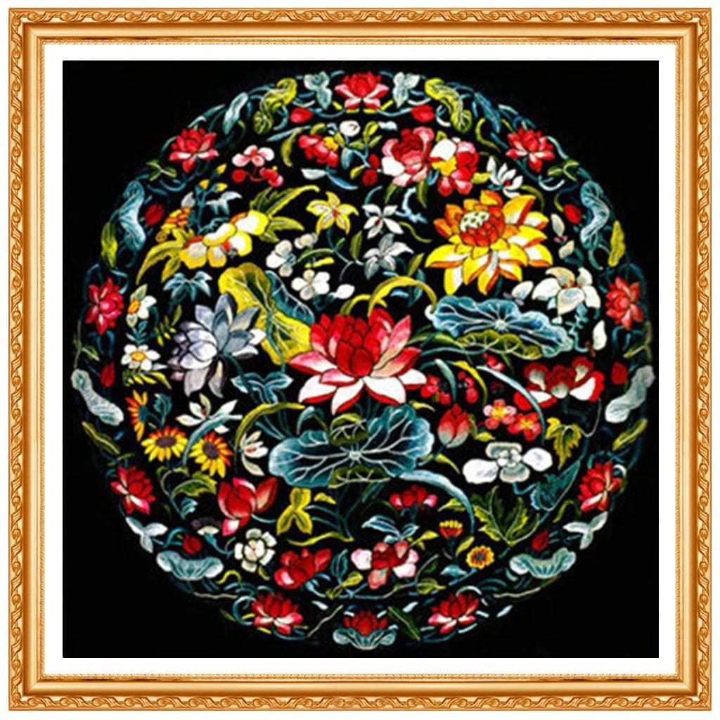 Diamond Embroidery Lotus, Round Rhinestone, DIY Diamond Painting, Cross Stitch, Diamond , Decoration 20X30CM