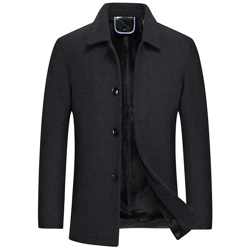Coat Fashionable Lining Velvet Thickened Woolen Men's Coat Lapel Woolen Coat XXL