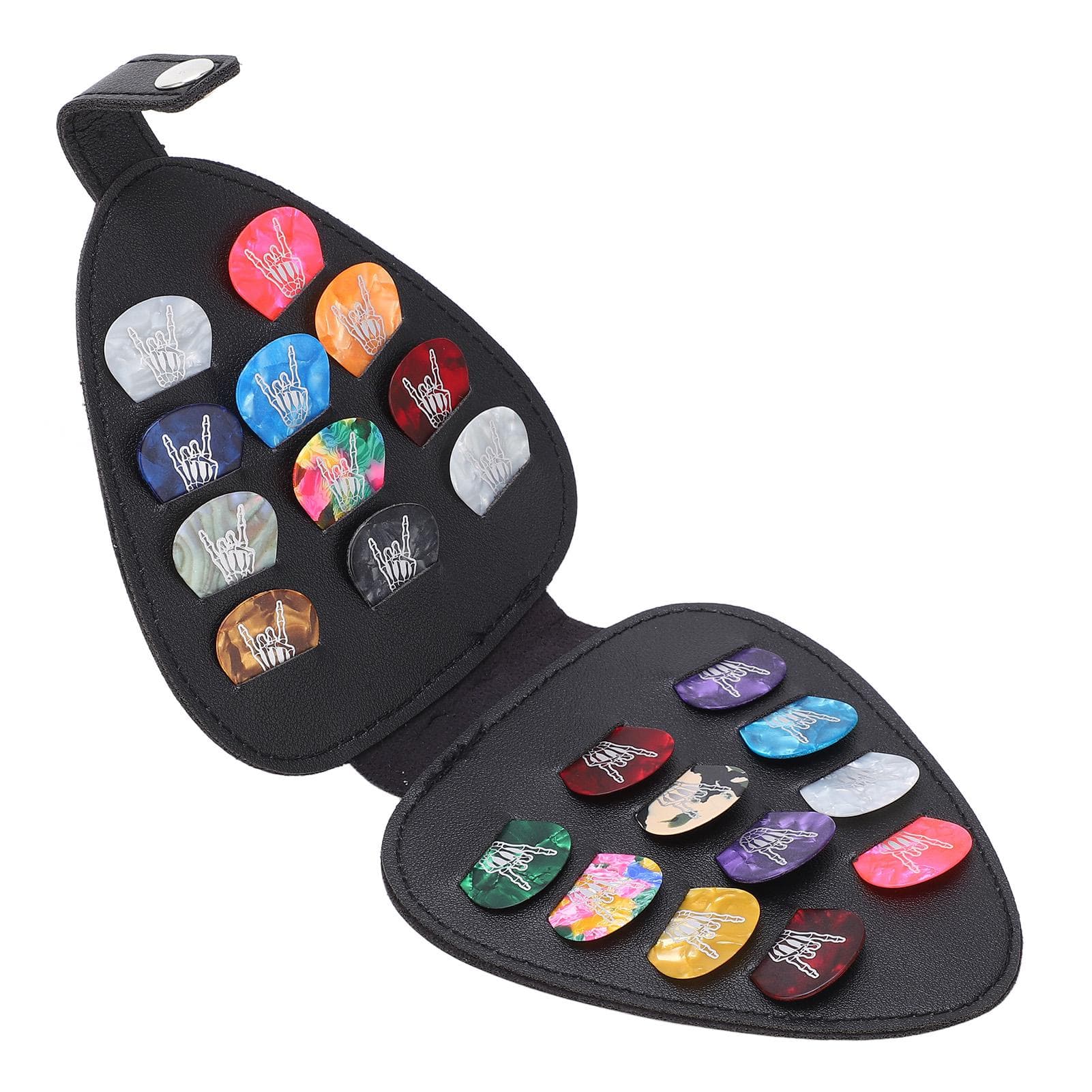 Guitar Pick Bag Large Capacity Scratch Resistant PU Leather Fine Stitching 22pcs Guitar Picks