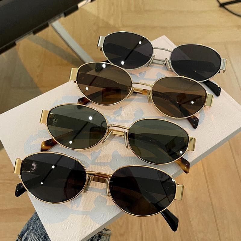 4 Pack Oval Sunglasses For Women Men UV400 Sun Glasses Designer Alloy Frames Oval Eyewear UV400 Protection
