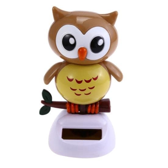 Cute Owl Solar Power Swinging Doll Car Interior Dashboard Ornament Decor Gift beige