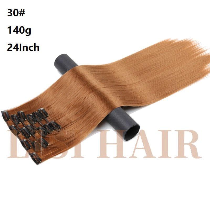 Hair Extension Synthetic Straight Hair Clips For Women Pure Color 150g High Temperature Fiber