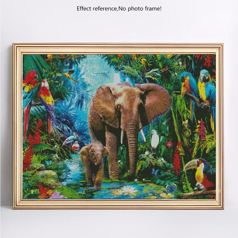 Diamond Mosaic Full Layout Animals Diamond Painting Drill Round Elephant Diamond Embroidery 20X30