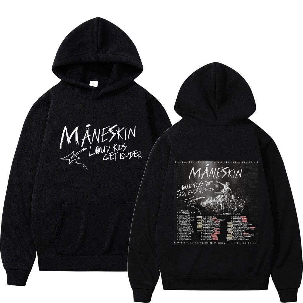 Maneskin Louds Kids Gets Louder Tour Graphic Hoodies Italian Rock Band Oversized Sweatshirts Unisex's Women's Vintage Clothing Kpop XL
