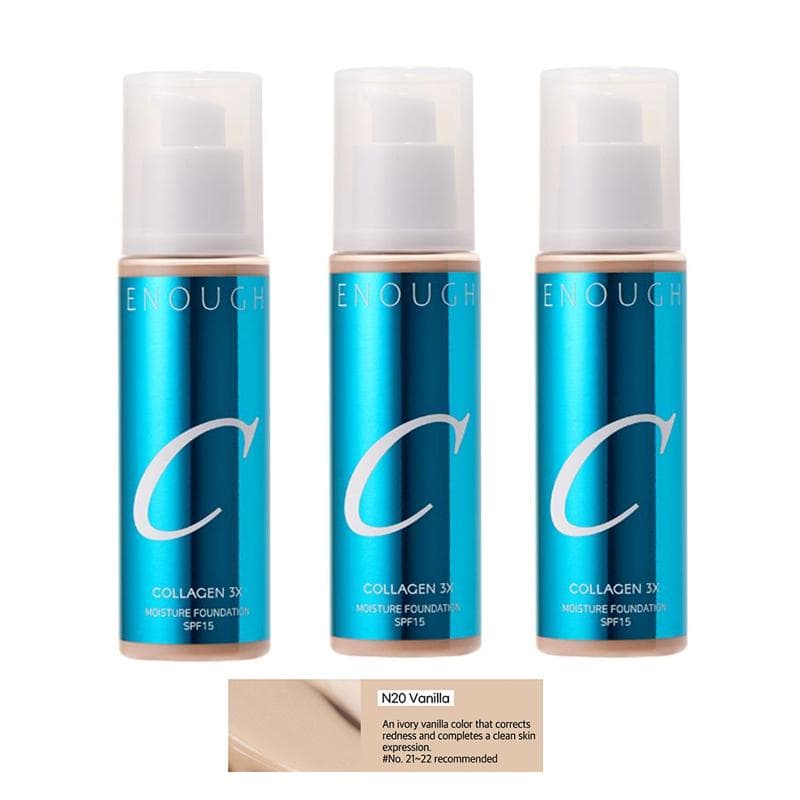 ENOUGH COLLAGEN 3X Moisture Foundation SPF 100mL (30 Options) #N20 Vanilla x 3PCS