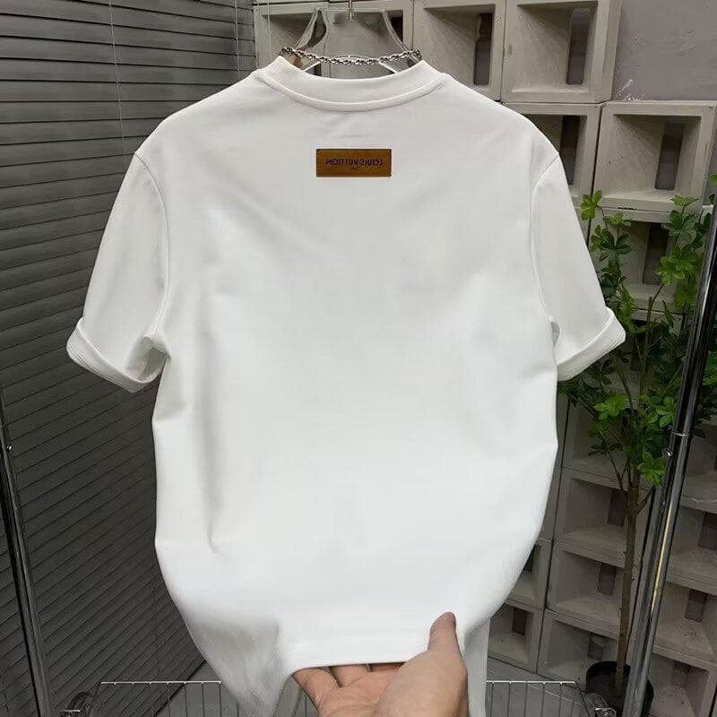 2024 Men's Loose Fit Steel Printed Letter Short-Sleeve Fashion T-Shirt M white