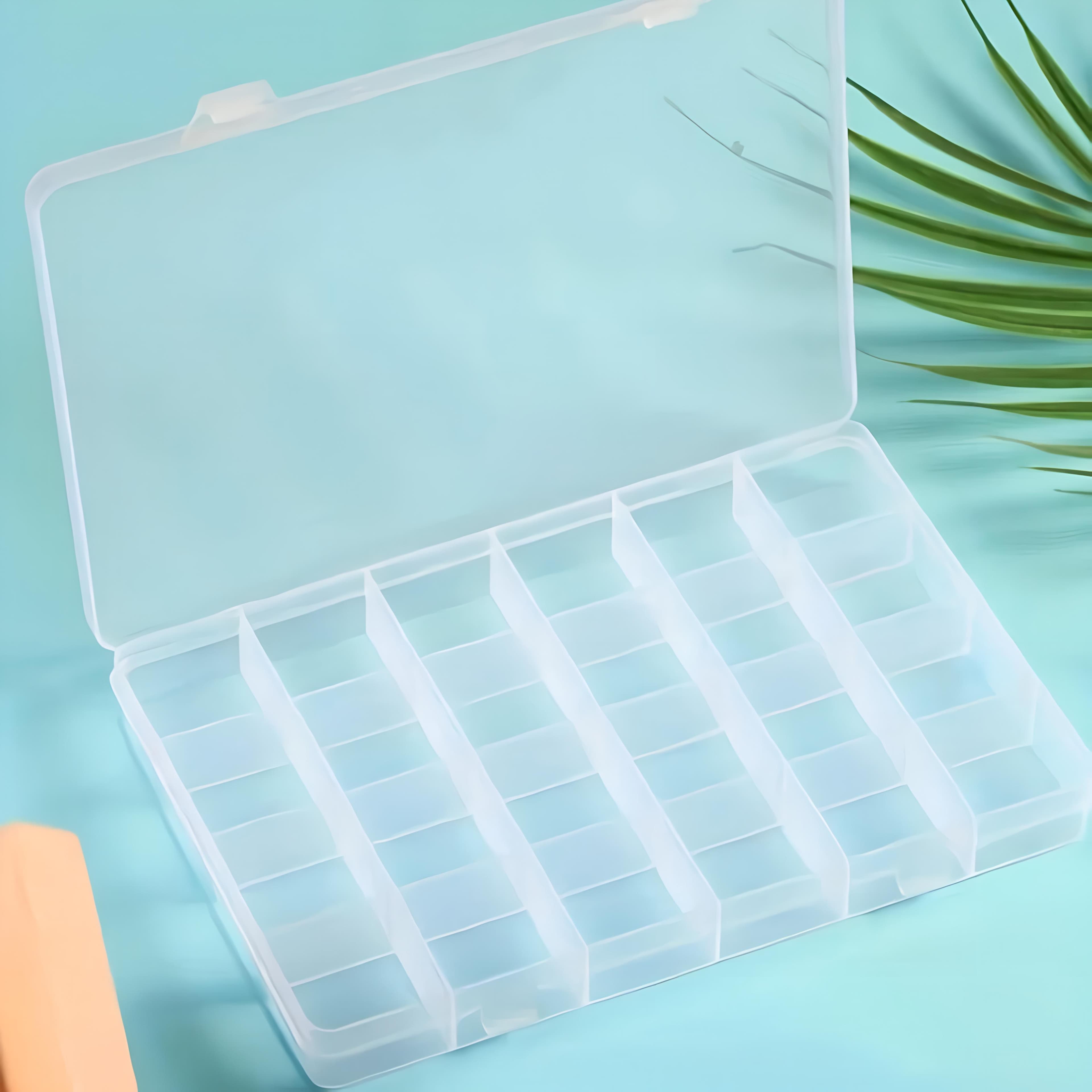 24 Compartments Clear Jewelry Box, Plastic Organizer Storage Container With Adjustable Dividers For Jewelry Crafts Beads 24 Compartments white
