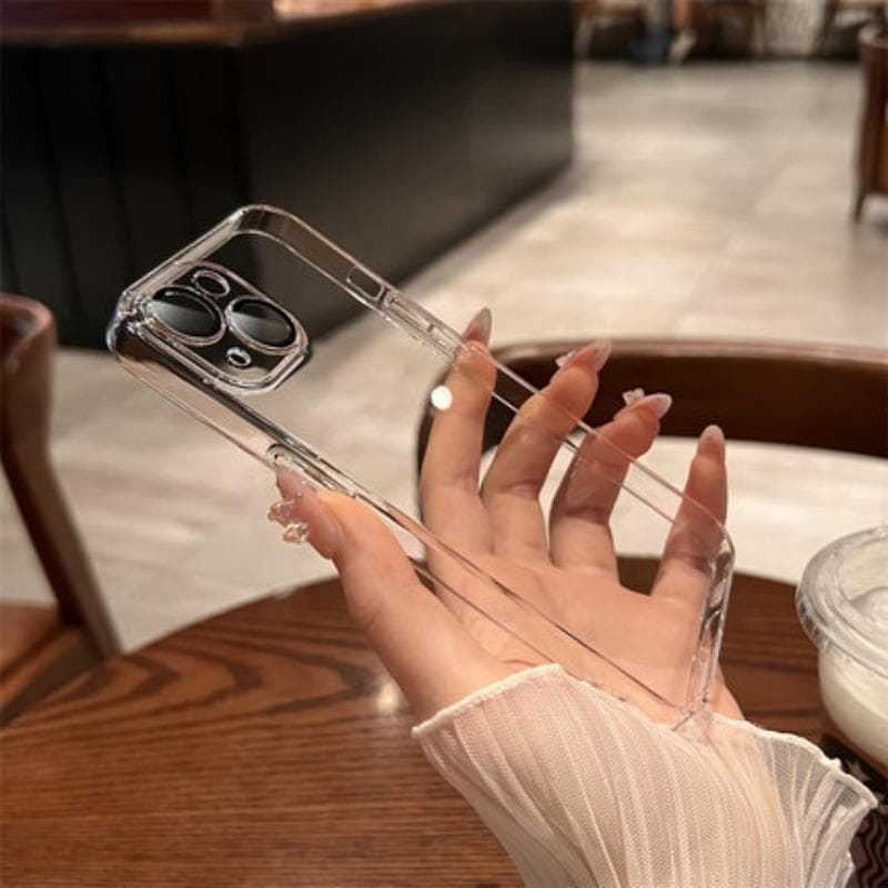 Applicable To Apple 16pro Mobile Phone Case Electroplated Transparent IPhone 15 Full-cover Hard Case with Lens Film 14 Protection Case iPhone11pro