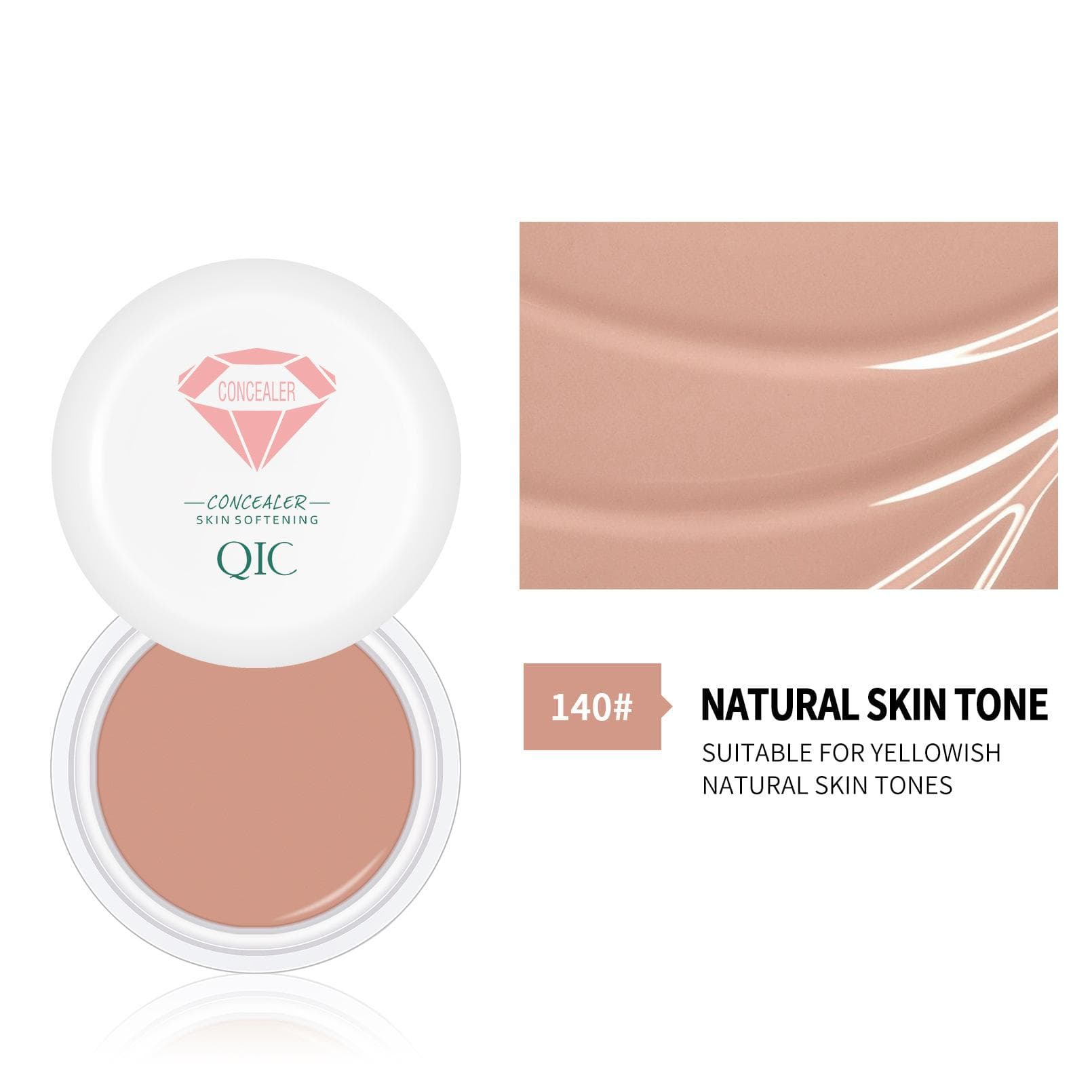 QIC Softening Concealer Foundation, Delicate and Smooth Concealer for Covering Acne Spots, Dark Circles 140