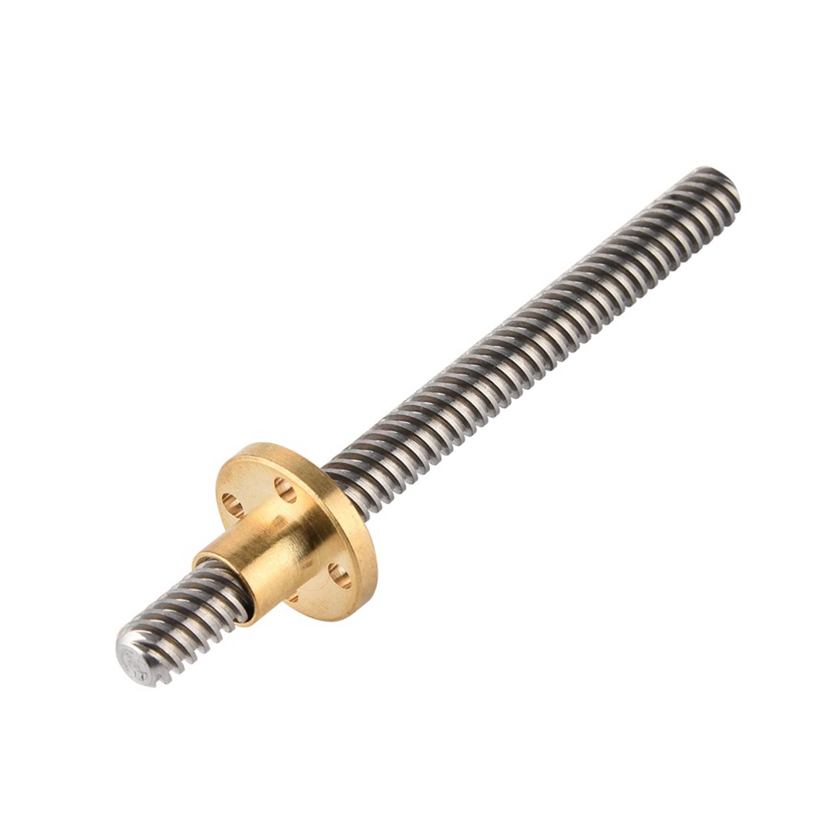 T8 8mm Trapezoidal Stainless Steel Threaded Rod  Screw & Brass Nut for 3D Printer 100mm