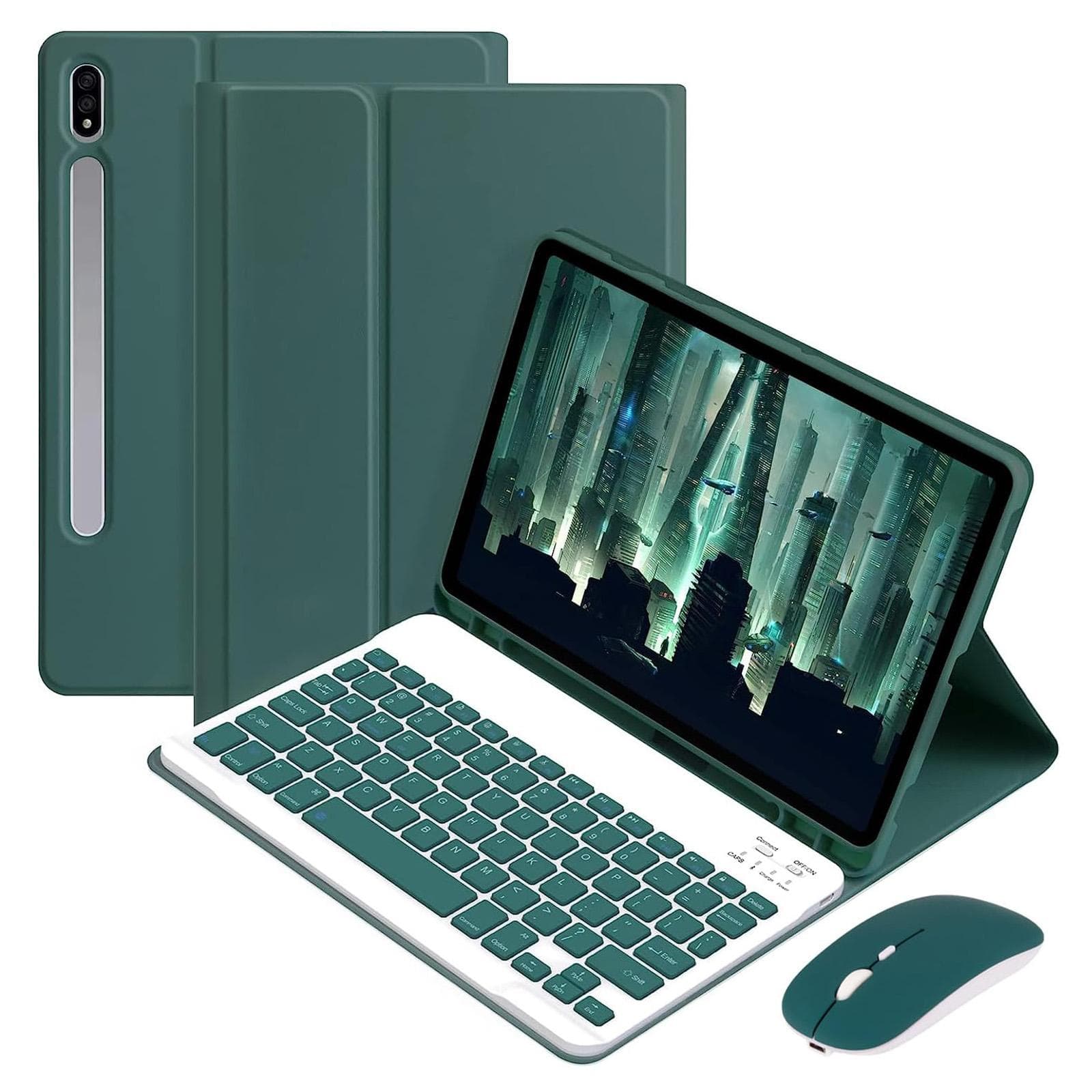 Tab S9 Series Tablet Protective Case With Keyboard And Mice ABS Keys 80 Days Standby 60 Hours green