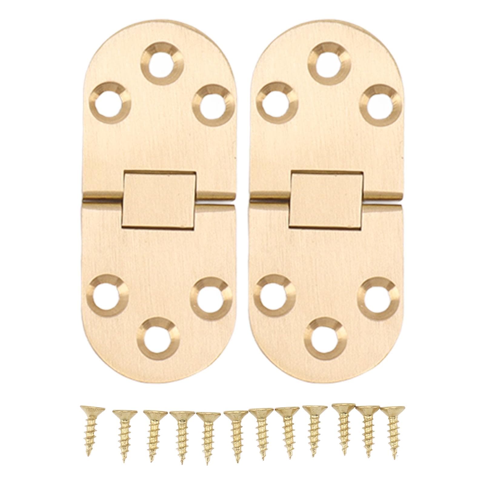 2 Sets Folding Flip Top Hinge Rustproof Round Edge 180 Degree Brass Flap Hinge with Screws for 2.5mm/0.10in