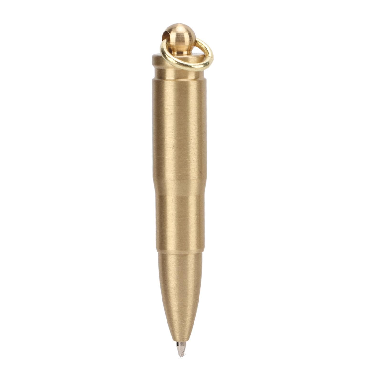 Ballpoint Action Pen Pocket Brass Emergency Pen with Keychain for Outdoor Camping Travel