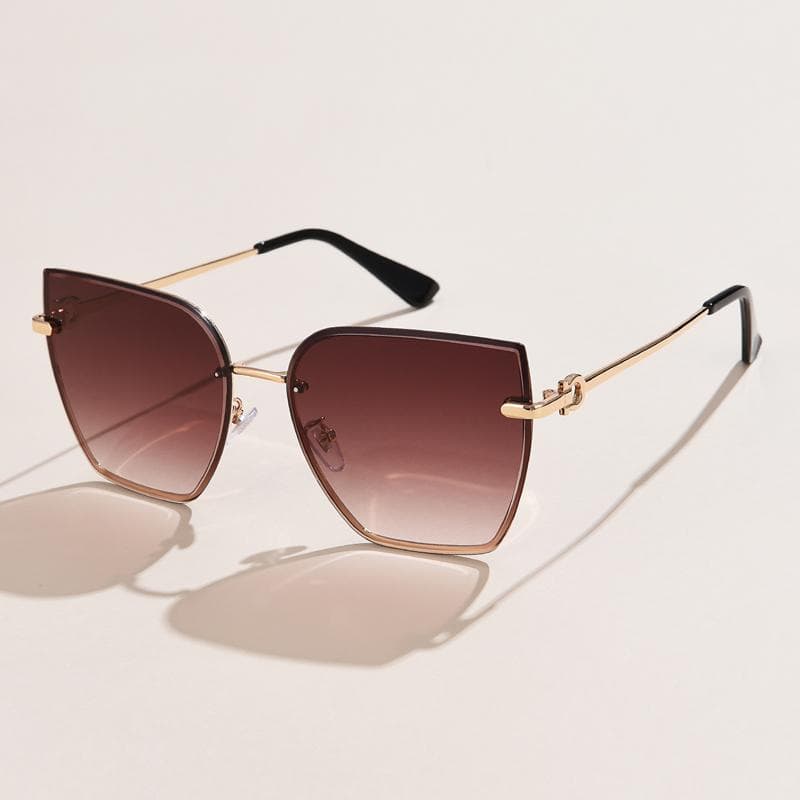 Retro Cat Eye Sunglasses Women Fashion Rimless Gradient Sun Glasses Protective Eyewear Stylish Ladies Eyeglass