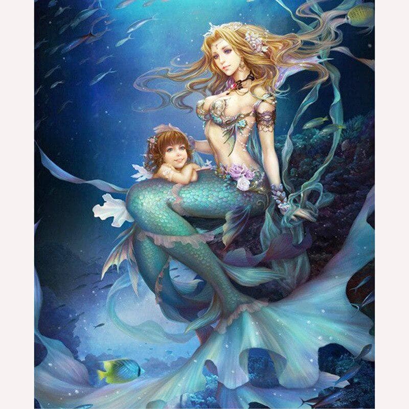 Diamond Painting Embroidery Mermaid Full Round Landscape Decor Home Diamond Picture of Rhinestones 20X30CM