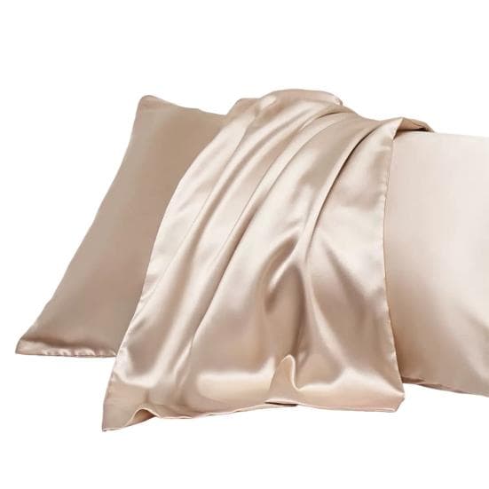 Satin Pillowcase Solid Color Pillow Cover Glossy Anti-static Pillow Cover with Invisible Zipper for Bedroom Housewarming Gift L khaki