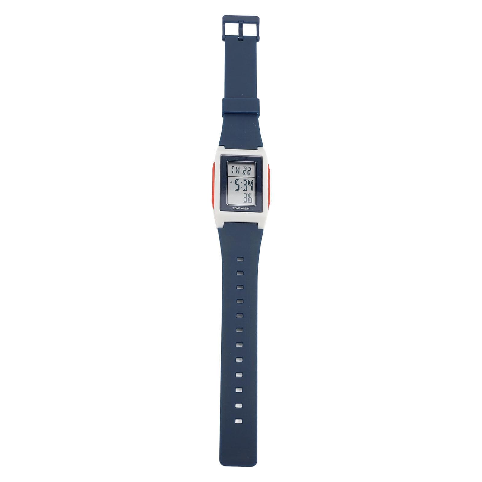 Men Rectangle Sports Watch EL Luminous 12/24H Stopwatch TPU Strap Multifunctional Rectangle Watch lake blue
