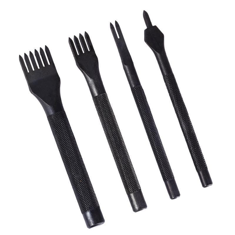 DIY Leather Tools 3/4/5/6mm Hole Punch Tool Pricking Iron Hole Punch Diamond Stitching Chisel Set 4mm black