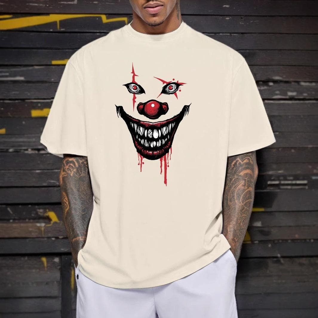 New Summer Men's Cute Smiling Face Printed T-shirt Young Men's Short Sleeves 5XL