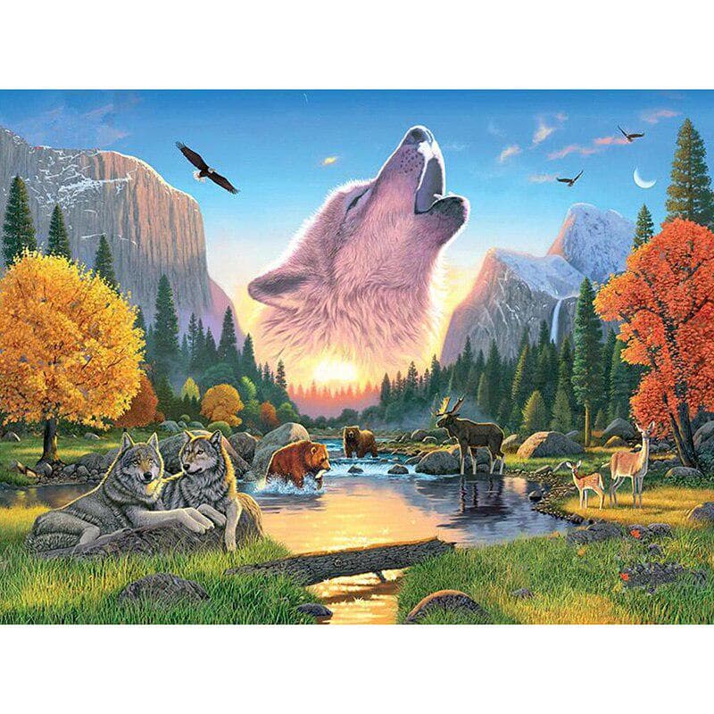 Diamond Painting Cross Stitch Diamond Mosaic Wolves & Deer Icons Diamond Embroidery Christmas Decor 20X30CM