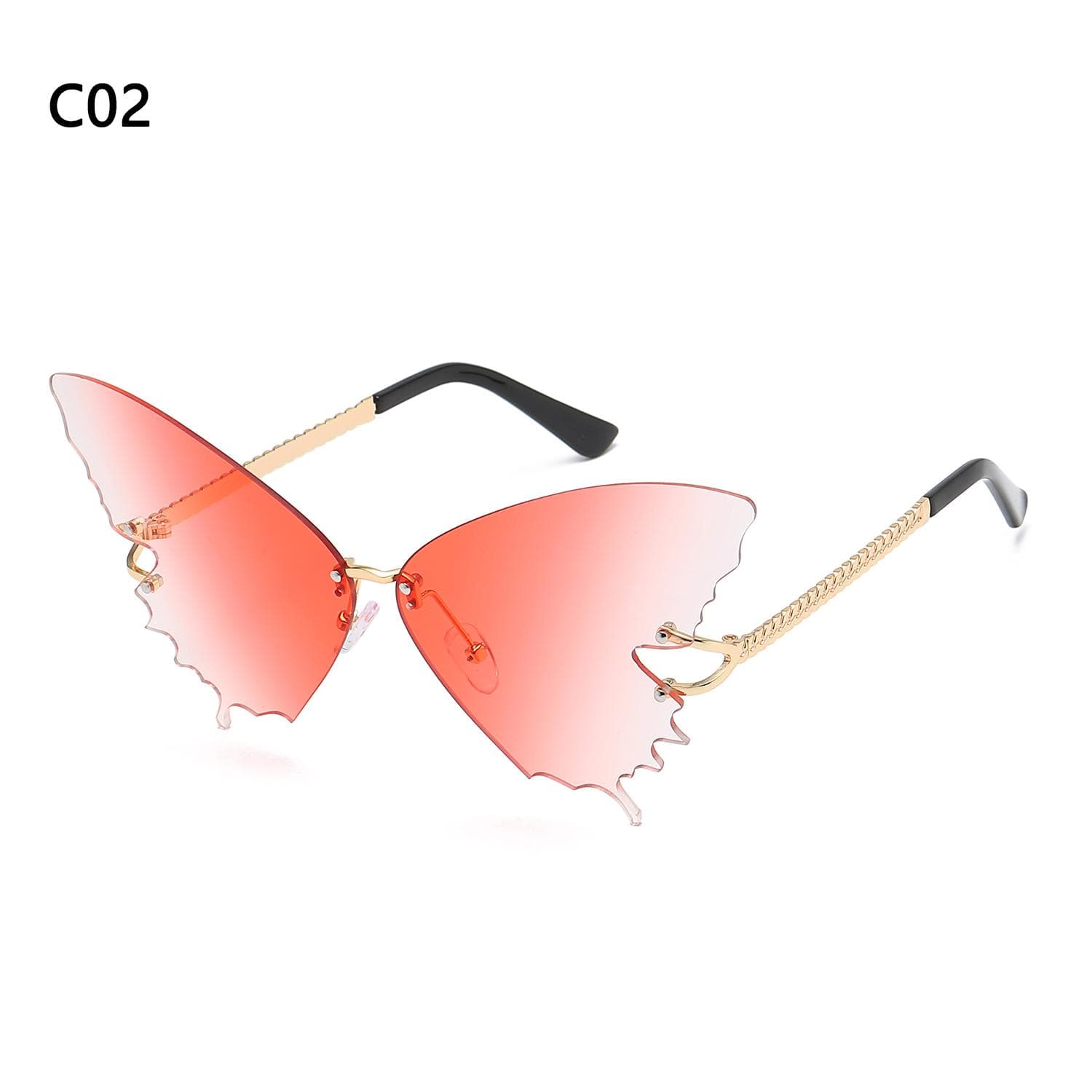 Christmas Fashion UV Protection Rimless Sunglasses Retro Butterfly Sun Glasses Holiday Eyewear Gifts Other