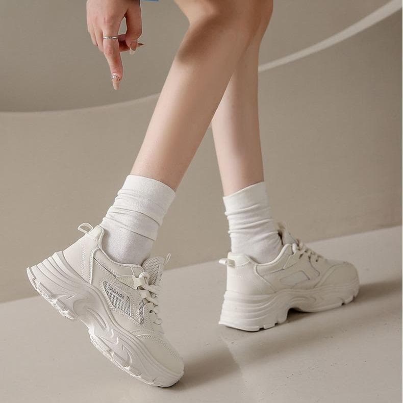Women Rubber Black Running Shoes for Men Breathable Mesh Sport Shoes Male Female Sneakers 35 beige