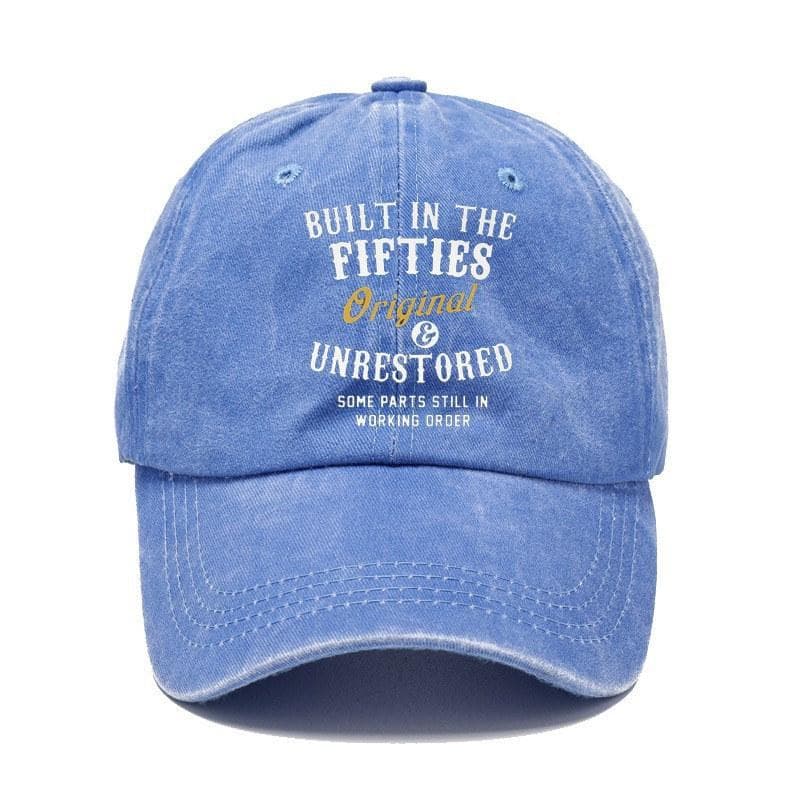 Built In The Fifties Original Unrestored Some Parts Still In Working Order for Men Vintage Design Baseball Cap Hats light blue