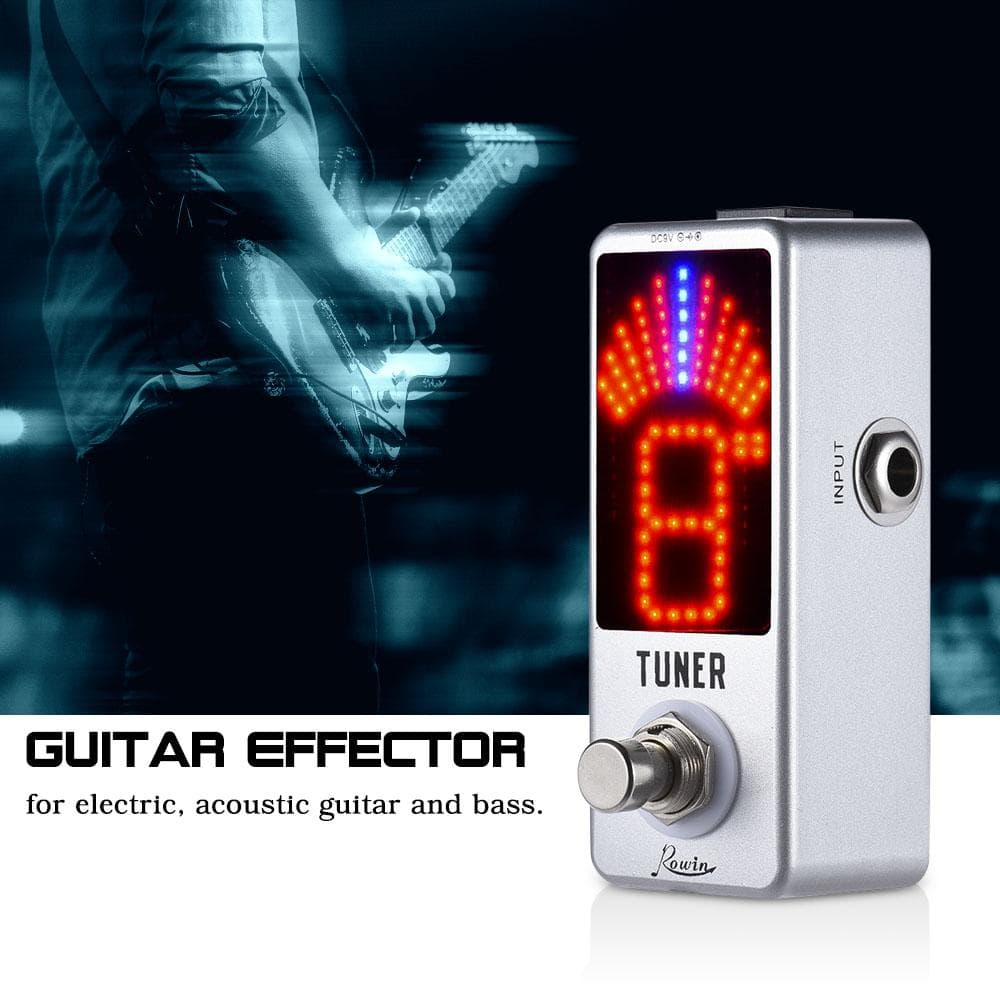 Mini Chromatic Tuner Pedal Effect LED Display True Bypass for Guitar Bass silver