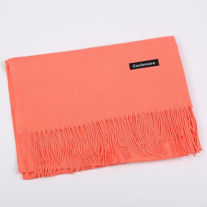 Solid Color Cashmere Scarf Women'S Autumn And Winter Explosion 220G Classic Light Board Monochrome Tassel Versatile Warm Shawl Gift 68x200cm