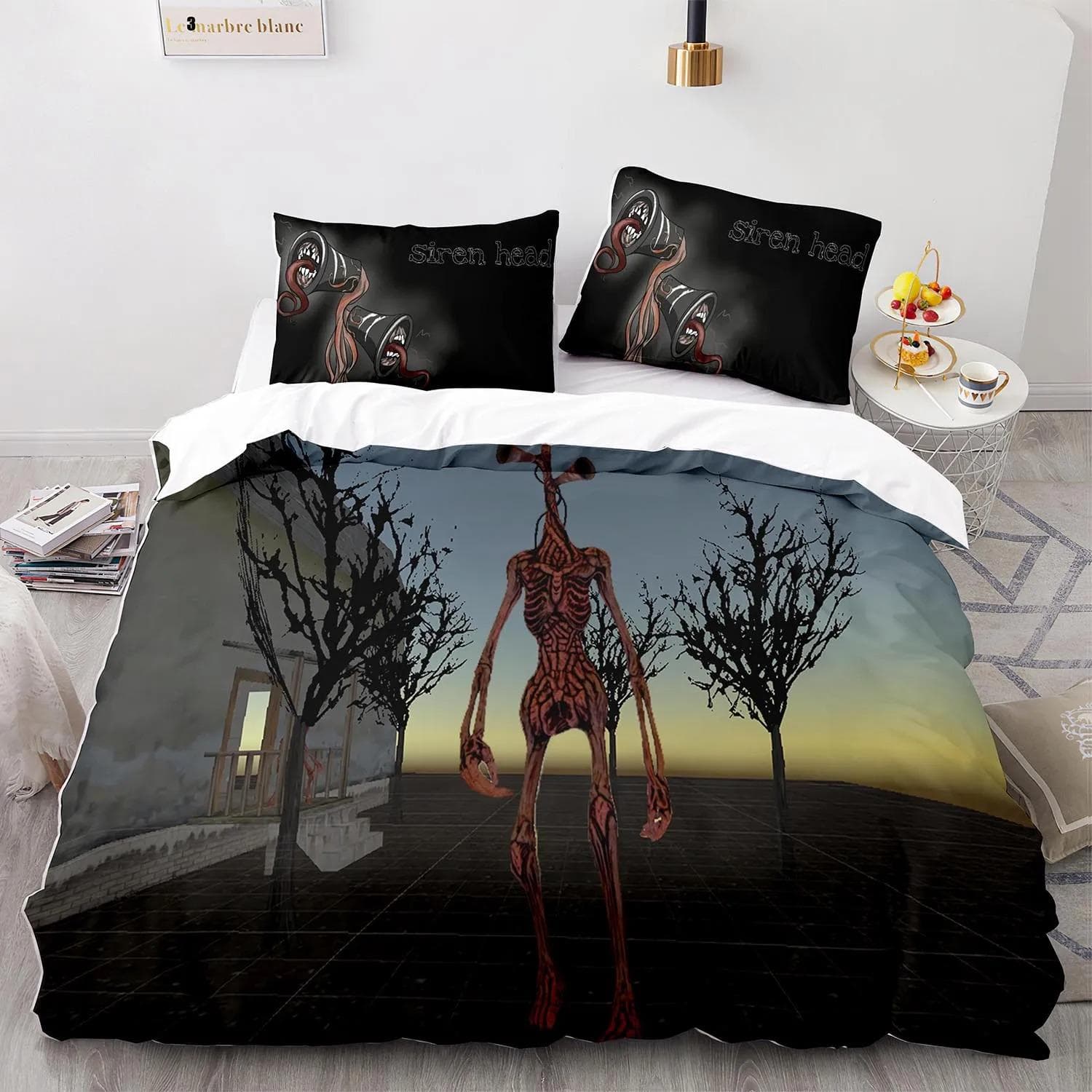 Siren Head Bedding Set Single Twin Full Queen King Size Siren Head Bed Set Aldult Kid Bedroom Duvetcover Sets 3D Print 001 70x133cm 2pcs