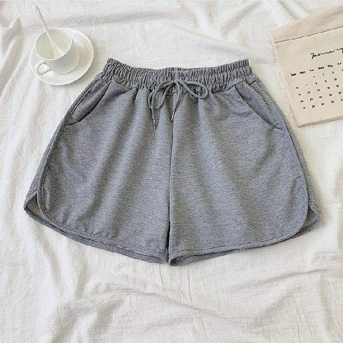 Sports Shorts for Women In Summer New Loose Plus Size Student Solid Color Running Yoga Wide Legs 3XL grey